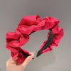Elegant Wide-Brimmed Pleated Hoops Satin Fabric Versatile Headband(Red)