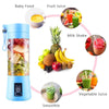 USB Rechargeable Electric Automatic Vegetable Fruit Citrus Orange Juice Maker Cup Mixer Bottle (380ML)(4 Blades Green)