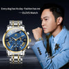 OLEVS 2892 Men Multifunctional Business Waterproof Quartz Watch(Blue + Gold)