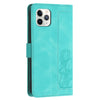 For iPhone 11 Pro Tulips Embossed Leather Phone Case with Lanyard(Green)