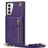 For Samsung Galaxy S21+ 5G Cross-body Zipper Square TPU+PU Back Cover Case with Holder & Card Slots & Wallet & Strap(Purple)