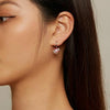 S925 Sterling Silver Pink Heart Cherry Blossom Earrings