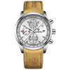 BINBOND B6022 30m Waterproof Luminous Multifunctional Quartz Watch, Color: Leather-White Steel-White