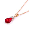 Fashion Diamond Ladies Crystal Zircon Drop Necklace Earring Set(Red)