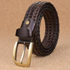 Wide Edition Hand Woven Lacquered Genuine Leather Waistband for Men, Belt Length:120cm(Coffee)