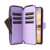 For Samsung Galaxy A55 Nine-card Slots Zipper Wallet Bag Leather Phone Case(Purple)