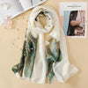 Women Flowers Elegant Imitated Silk Fabric Shawl Sunscreen Beach Scarf, Size: 90x180cm
