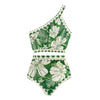 Retro Split Sexy One-Shoulder Swimsuit Chiffon Beach Skirt Swimsuit, Size: XL(Green Suit)