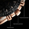 OLEVS 9957 Men Luminous Waterproof Leather Strap Quartz Watch(Black + Rose Gold)