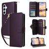 For Samsung Galaxy A55 Nine-card Slots Zipper Wallet Bag Leather Phone Case(Dark Purple)