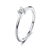 S925 Sterling Silver Ring Platinum Plated Heart Clear Ring, Size: 8 US Size