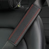 Fiber Leather Embossed Car Seat Belt Shoulder Cover Protector 6.5X23cm(Black Red)