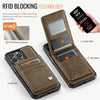 For iPhone 13 Pro Max AutSpace A12 MagSafe Magnetic RFID Card Bag Phone Case(Coffee)
