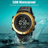 Shimei 2096 Multifunctional Men 50M Waterproof Compass Noctilucent Digital Wrist Watch(Gold)