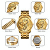 SKMEI 9193 Men Golden Dragon Pattern Calendar Dial Luminous Quartz Watch(Silver Gold)