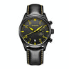Ochstin 5043C Multifunctional Business Waterproof Leather Strap Quartz Watch(Black+Black+Yellow)