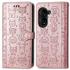 For ASUS Zenfone 10 Cat and Dog Embossed Leather Phone Case(Rose Gold)
