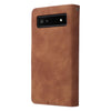 For Google Pixel 6a Multifunctional Frosted Zipper Wallet Leather Phone Case(Brown)