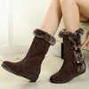 Women Mid-calf Snow Boots Thick-soled Faux Rabbit Fur Cotton Boots, Size: 39(Brown)