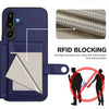 For Samsung Galaxy M16 5G / F16 5G Button Card Bag RFID Anti-theft Phone Case(Blue)