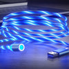 2 in 1 USB to 8 Pin + Micro USB Magnetic Suction Colorful Streamer Mobile Phone Charging Cable, Length: 1m(Blue Light)