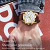 OLEVS 2872 Men Three Eyes Six Needles Chronograph Waterproof Quartz Watch(White + Gold)