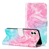 For Samsung Galaxy A06 4G Colored Drawing Marble Pattern Leather Phone Case(Pink Green Marble)