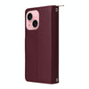 For iPhone 15 Nine-card Slots Zipper Wallet Bag Leather Phone Case(Wine Red)