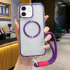For iPhone 11 Airbag 3 in 1 CD Texture MagSafe Phone Case with Strap(Purple)
