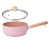 20cm With Cover Boil Instant Noodles Non-Stick Pan Baby Food Supplement Pan Maifan Stone Small Milk Pot(Pink)
