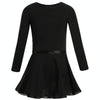Girls Spring and Summer Long-sleeved Cotton Dance Training Clothing Set, Size:100CM(Black)