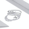 S925 Sterling Silver Multi-loop Wicker Women Open Ring
