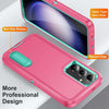 For Samsung Galaxy S24+ / S25+ 5G Rugged PC Hybrid Silicone Phone Case with Holder(Rose Red+Light Green)