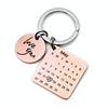 Personalized Calendar Keychain Hand Carved Calendar Keyring Stainless Steel Brelok(Rose Gold)