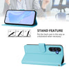 For Samsung Galaxy A26 5G Skin Feel Solid Color Leather Phone Case with Lanyard(Sky Blue)