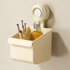 Suction Cup Wall Mounted Bathroom Shelf Drainage Detachable Storage Rack Hanging Basket, Style: Small Cream