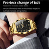 OLEVS 5528 Men Business Dual Calendar Wine Barrel Waterproof Quartz Watch(Black + Gold)