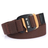 AWMN Men Casual Woven Stretch Sports Hook Buckle Belt, Length: 120cm(Coffee)