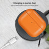 For AirPods 4 Gloss Oil PU Leather Wireless Bluetooth Earphone Protective Case(Orange)