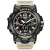SMAEL 1545D Chronograph Calendar Alarm Clock Night Light Waterproof Watch Outdoor Men Watch(Khaki)