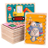 QBT01 Children Double-Sided Wooden Puzzle Bar Puzzle Toy(Mud Tanker + Truck)