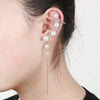 Women Fashion Tassel Left Ear Alloy Clip Earrings Snow Ear Bone Clip(silver)