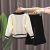 Baby Girls Winter Clothes Set Knit Sweater and Pants Autumn Girl Clothing, Size: 130(Black and White)