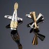 Men Brass Plated Shirt Cufflinks, Color: Gold Silver Wine Glass