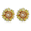 S925 Sterling Silver Plated Yellow Sunflower Stud Earrings