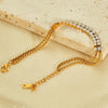 OPK GS1523 Stainless Steel Double Chain Double Row Diamonds Simple Bracelet, Color: Steel Color