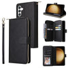 For Samsung Galaxy S25+ 5G 9-Card Slots Zipper Wallet Bag Leather Phone Case(Black)