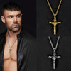 10 PCS Men Vintage Stainless Steel Cross Jesus Pendant Necklace(Cross chain-Silver)