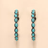 Geometric Large Circle Set Turquoise Earrings Retro C-shaped Hoop Earrings(Photo Color)