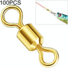 100 PCS Fishing Tackle Supplies Zimu Swivel Gold-plated Swivel Fishing Accessories, Specification: Length 0.9cm(Gold)